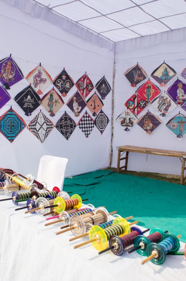 Kites on display at Jal Mahal