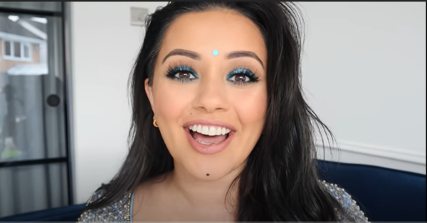 Blue Glitter makeup look for Diwali